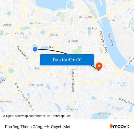 Phường Thành Công to Quỳnh Mai map