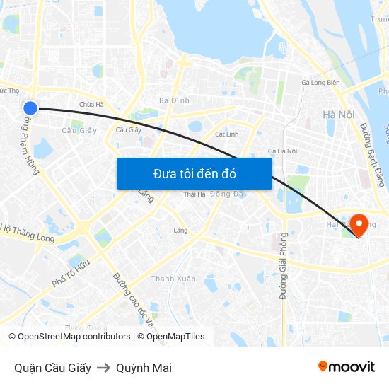 Quận Cầu Giấy to Quỳnh Mai map