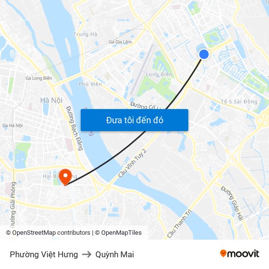 Phường Việt Hưng to Quỳnh Mai map