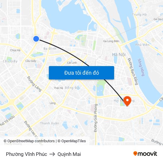 Phường Vĩnh Phúc to Quỳnh Mai map