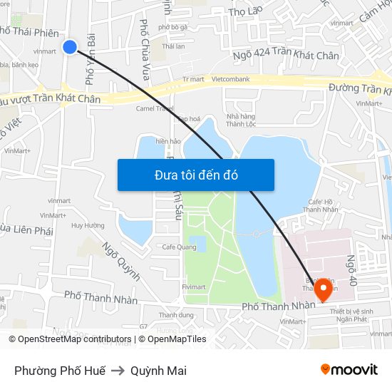 Phường Phố Huế to Quỳnh Mai map