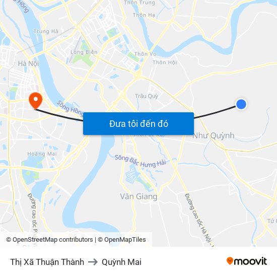 Thị Xã Thuận Thành to Quỳnh Mai map