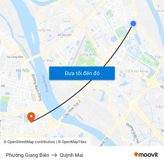 Phường Giang Biên to Quỳnh Mai map