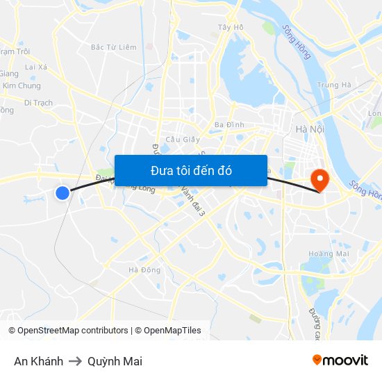An Khánh to Quỳnh Mai map