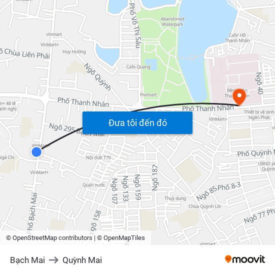 Bạch Mai to Quỳnh Mai map