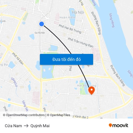 Cửa Nam to Quỳnh Mai map