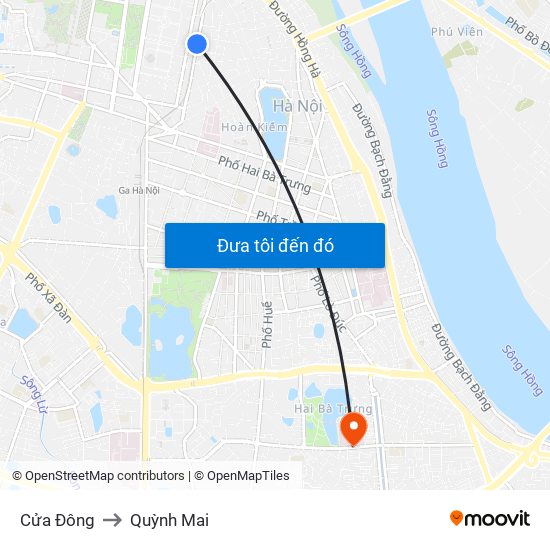 Cửa Đông to Quỳnh Mai map
