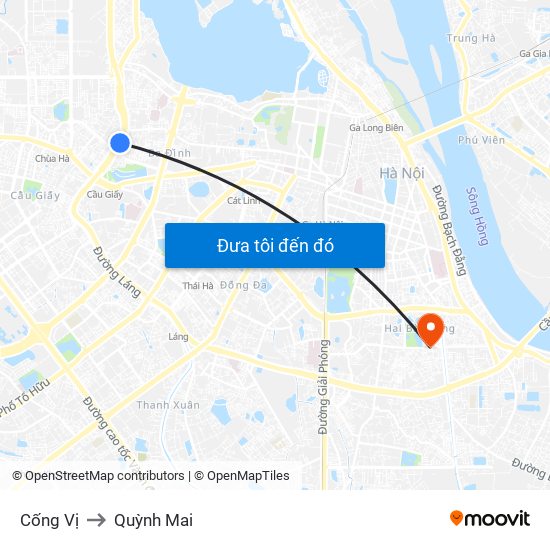 Cống Vị to Quỳnh Mai map