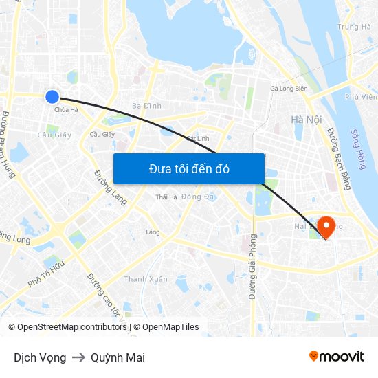 Dịch Vọng to Quỳnh Mai map