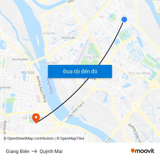 Giang Biên to Quỳnh Mai map