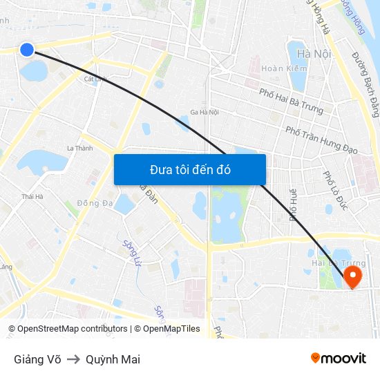 Giảng Võ to Quỳnh Mai map