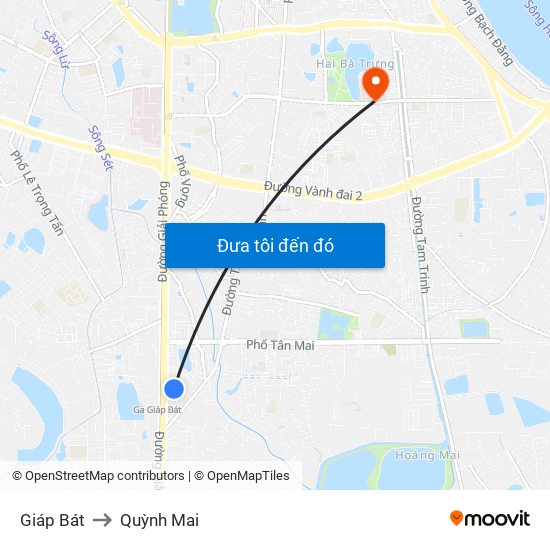 Giáp Bát to Quỳnh Mai map