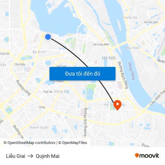 Liễu Giai to Quỳnh Mai map