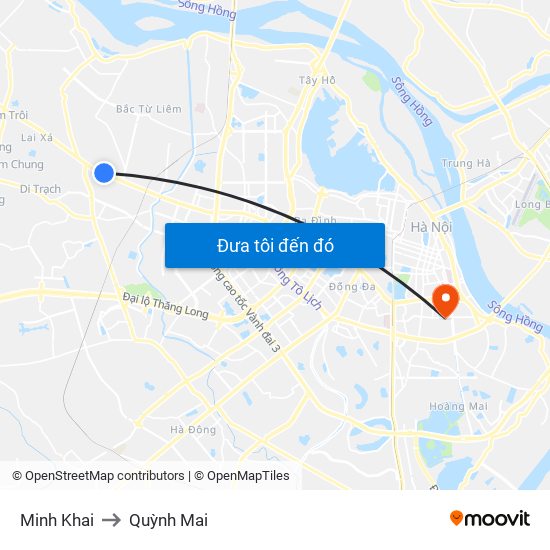 Minh Khai to Quỳnh Mai map
