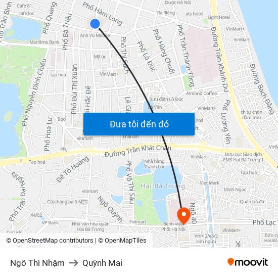 Ngô Thì Nhậm to Quỳnh Mai map