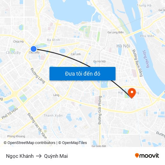 Ngọc Khánh to Quỳnh Mai map