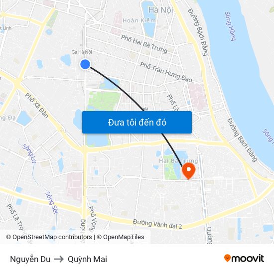 Nguyễn Du to Quỳnh Mai map