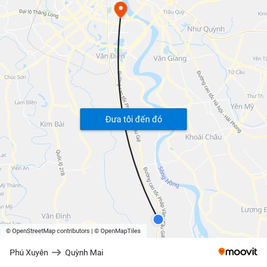 Phú Xuyên to Quỳnh Mai map