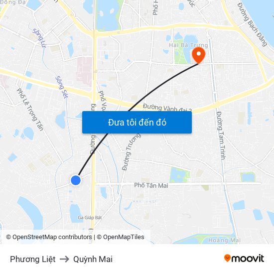 Phương Liệt to Quỳnh Mai map