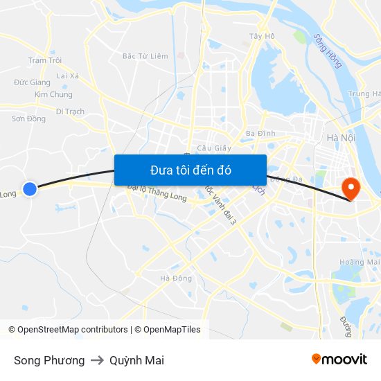 Song Phương to Quỳnh Mai map