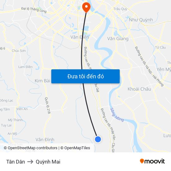 Tân Dân to Quỳnh Mai map