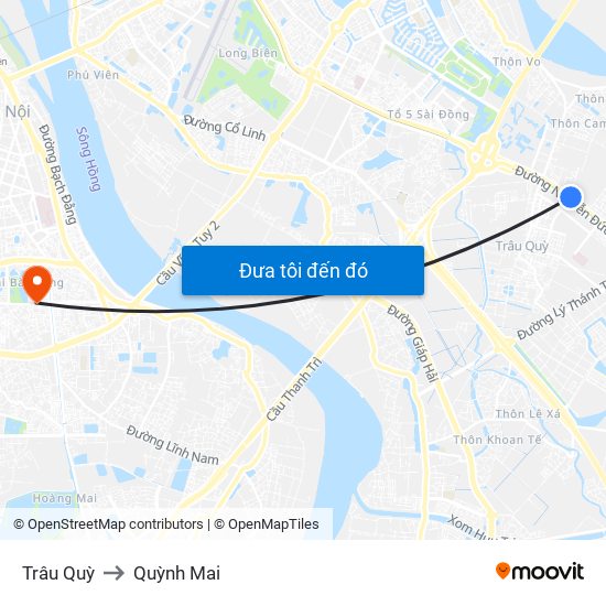 Trâu Quỳ to Quỳnh Mai map