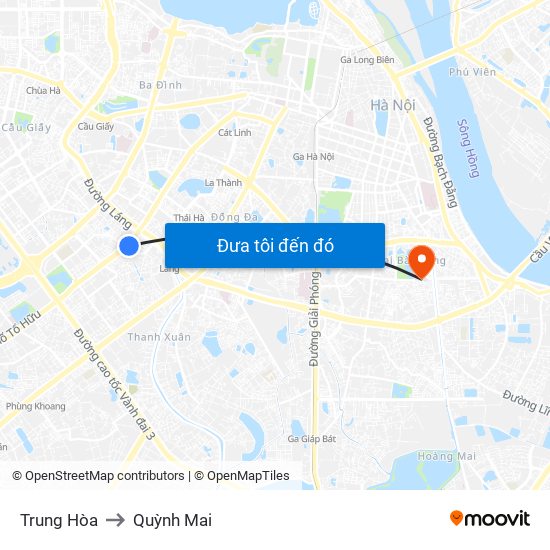 Trung Hòa to Quỳnh Mai map