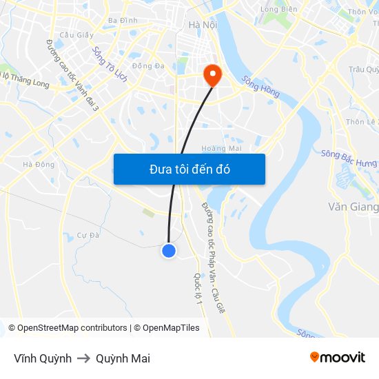 Vĩnh Quỳnh to Quỳnh Mai map