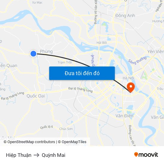 Hiệp Thuận to Quỳnh Mai map