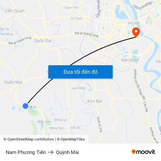 Nam Phương Tiến to Quỳnh Mai map