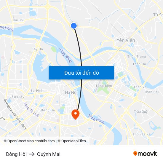 Đông Hội to Quỳnh Mai map