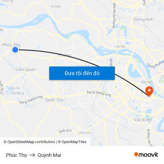 Phúc Thọ to Quỳnh Mai map