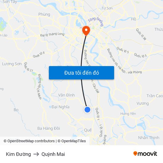 Kim Đường to Quỳnh Mai map