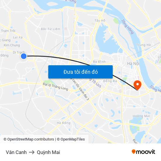 Vân Canh to Quỳnh Mai map