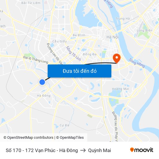Số 170 - 172 Vạn Phúc - Hà Đông to Quỳnh Mai map