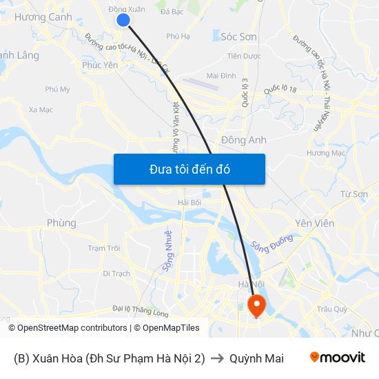 (B) Xuân Hòa (Đh Sư Phạm Hà Nội 2) to Quỳnh Mai map