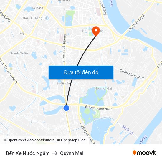Bến Xe Nước Ngầm to Quỳnh Mai map