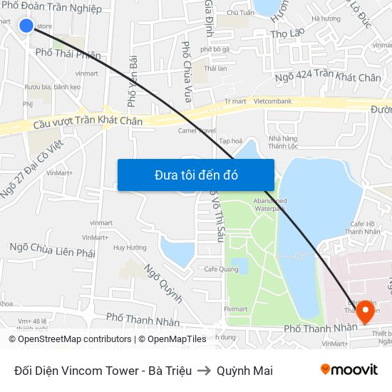 Đối Diện Vincom Tower - Bà Triệu to Quỳnh Mai map