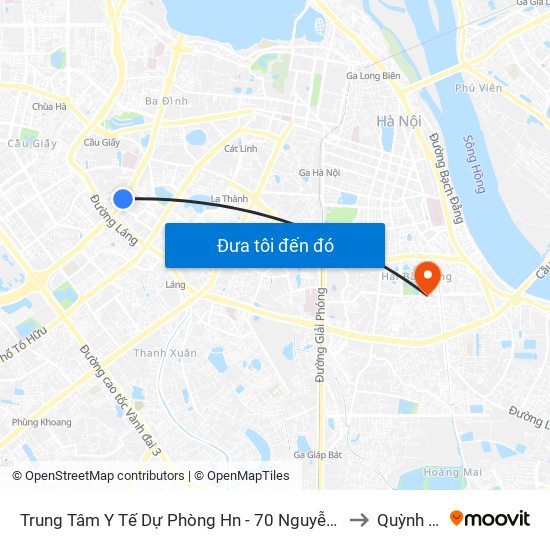 Trung Tâm Y Tế Dự Phòng Hn - 70 Nguyễn Chí Thanh to Quỳnh Mai map