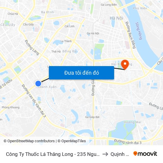 Công Ty Thuốc Lá Thăng Long - 235 Nguyễn Trãi to Quỳnh Mai map