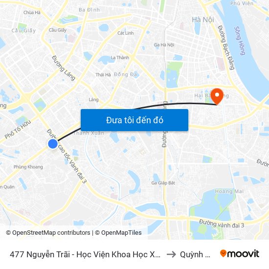 477 Nguyễn Trãi - Học Viện Khoa Học Xã Hội to Quỳnh Mai map