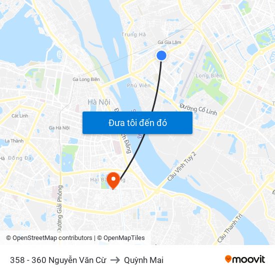 358 - 360 Nguyễn Văn Cừ to Quỳnh Mai map