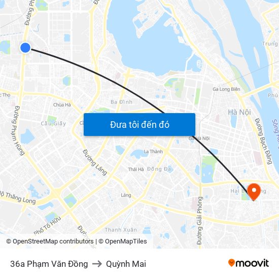 36a Phạm Văn Đồng to Quỳnh Mai map