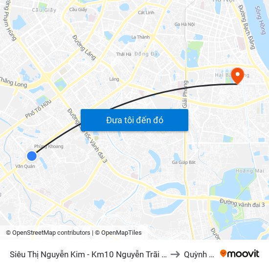 Siêu Thị Nguyễn Kim - Km10 Nguyễn Trãi (Hà Đông) to Quỳnh Mai map