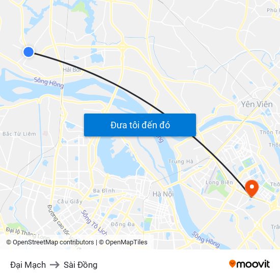 Đại Mạch to Sài Đồng map