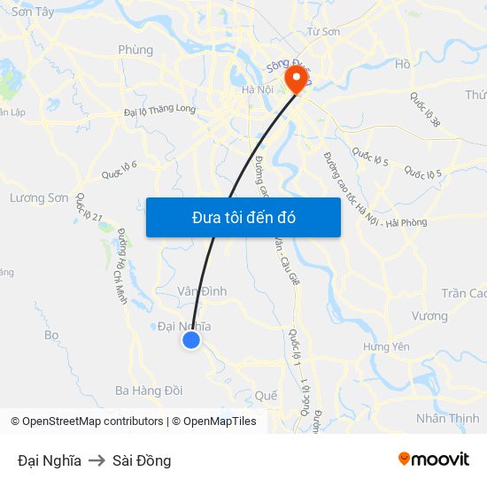 Đại Nghĩa to Sài Đồng map