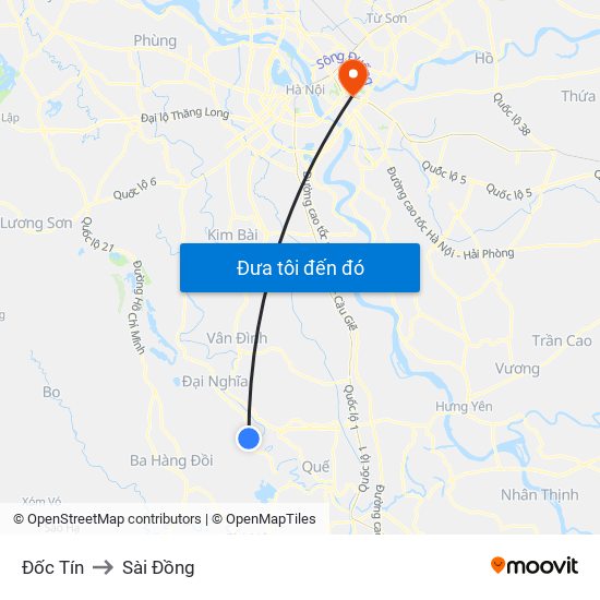 Đốc Tín to Sài Đồng map