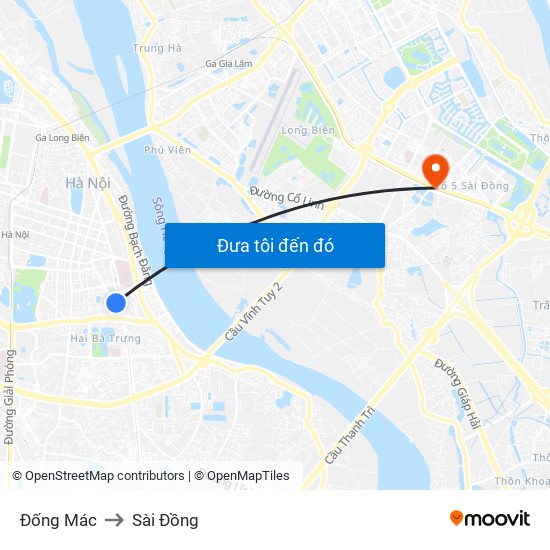 Đống Mác to Sài Đồng map