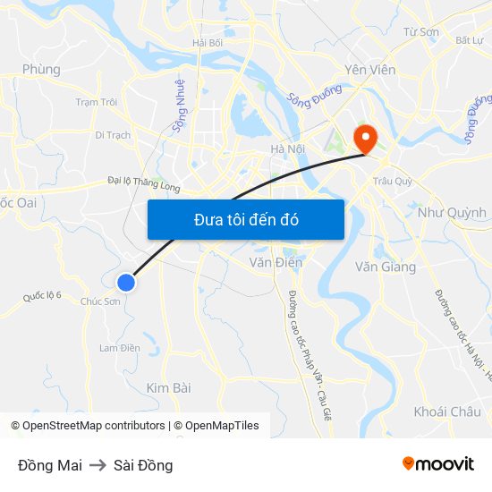 Đồng Mai to Sài Đồng map