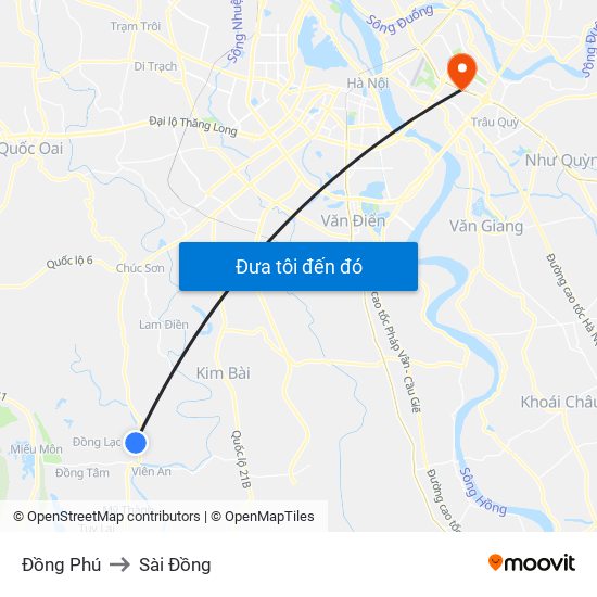 Đồng Phú to Sài Đồng map